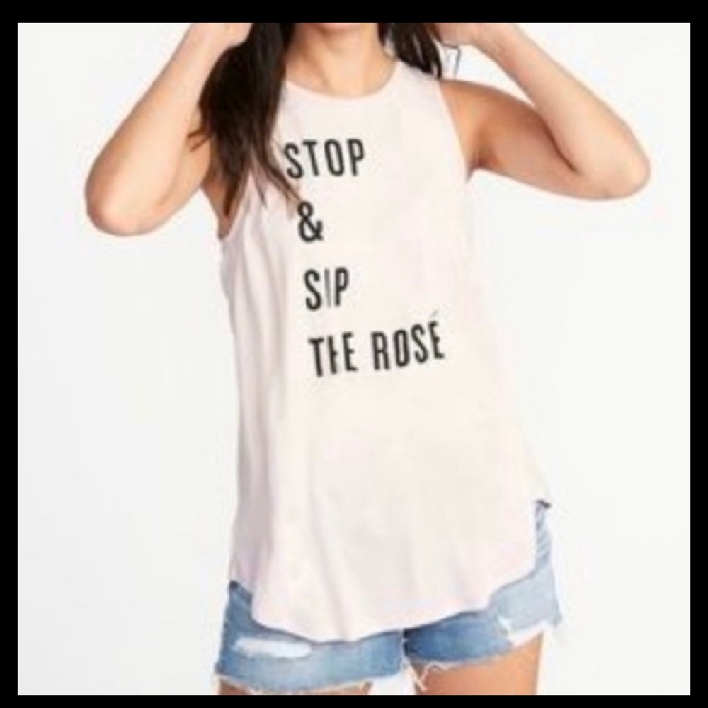 Old Navy Stop & Sip the Rosé pink shirt - Picture 1 of 1